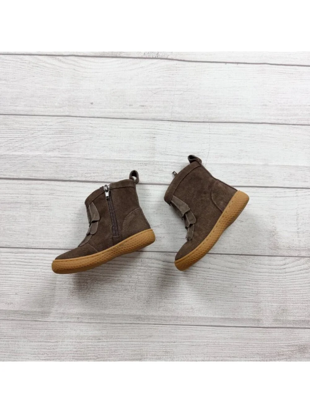 Livie & Luca Kids Fringe Ankle Boots Brown Suede Leather Upper Rubber Sole 6
